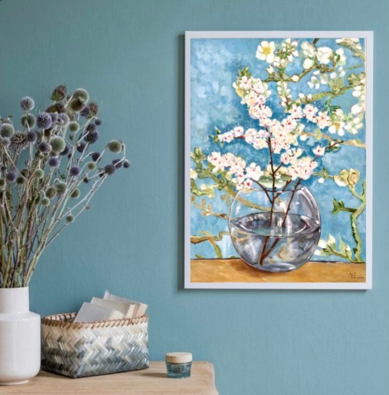 开花的杏子杏仁开花文森特梵高灵感油画静物印象派 - 墙贴/壁贴 - 其他材质 蓝色