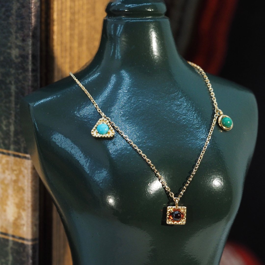 18K金碧玺、石榴石和孔雀石三部曲项链18K Gold Tourmaline, Garn - 项链 - 贵金属 