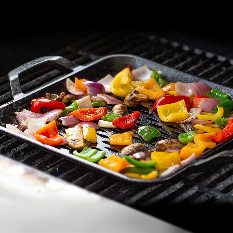 美国LODGE 主厨系列 美国制双耳方形铸铁冲孔烧烤盘-28cm - 厨房用具 - 其他金属 黑色