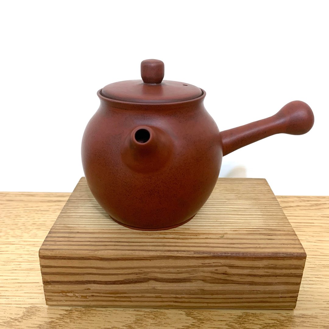 台湾【朱泥】手拉坯薄胎KyuuSu横手急须壶10 - 茶具/茶杯 - 陶 红色
