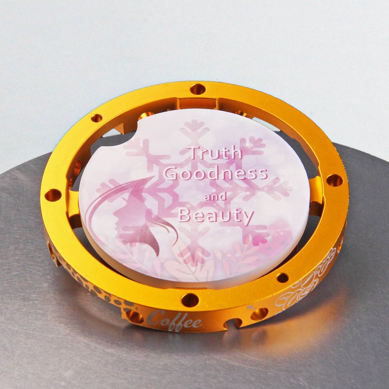 【航太边角料再造】水知道|星环圭藻土杯垫-真.善.美|异材质杯垫 - 杯垫 - 其他材质 金色