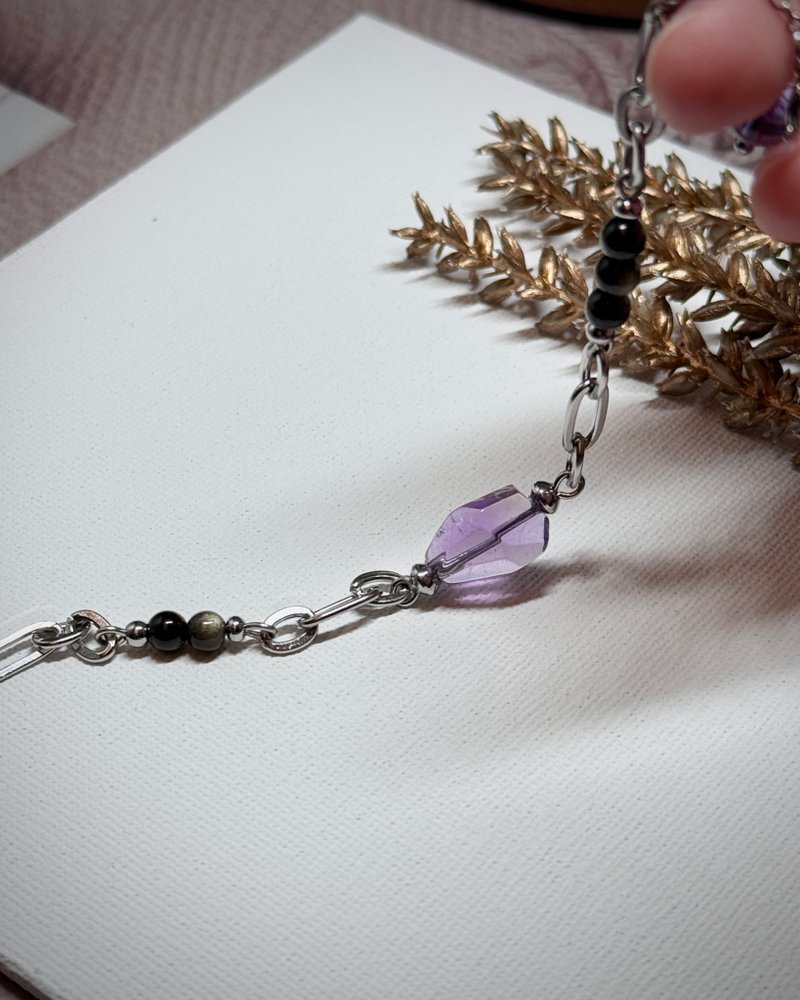 浪漫紫黄晶手链 - 医疗钢 / 紫黄晶 / 金曜石 / 紫水晶 - 手链/手环 - 水晶 紫色