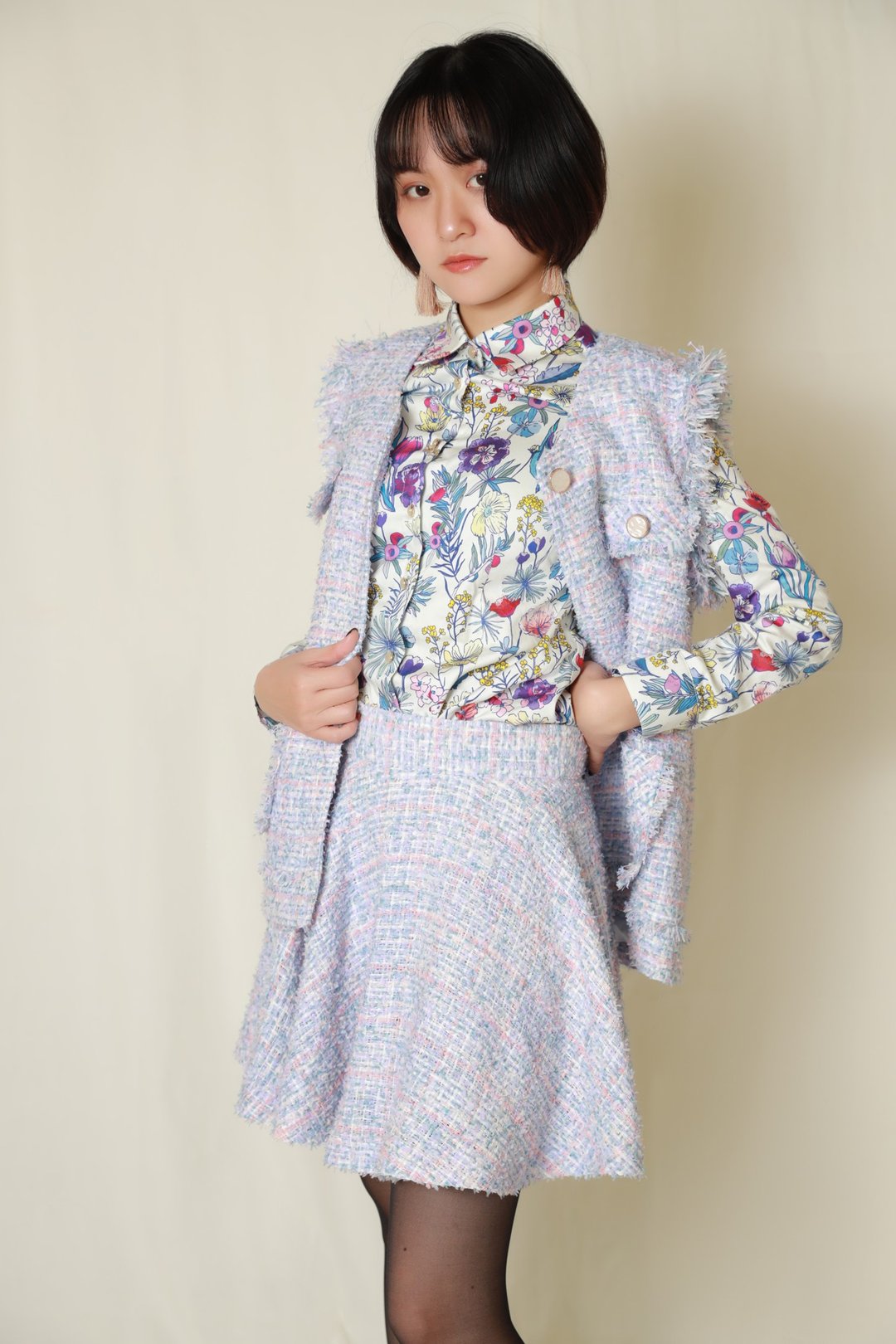 【波丽印花】上班族也想花花俏俏衬衫 淡水色 莫代尔棉 XS-3XL - 女装衬衫 - 棉 蓝色