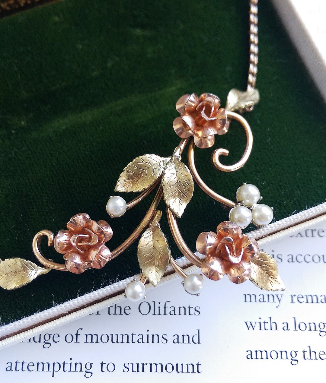 Vintage Jewelry 西洋古董饰品 Krementz 立体优美细致玫瑰 项链 - 项链 - 其他金属 透明