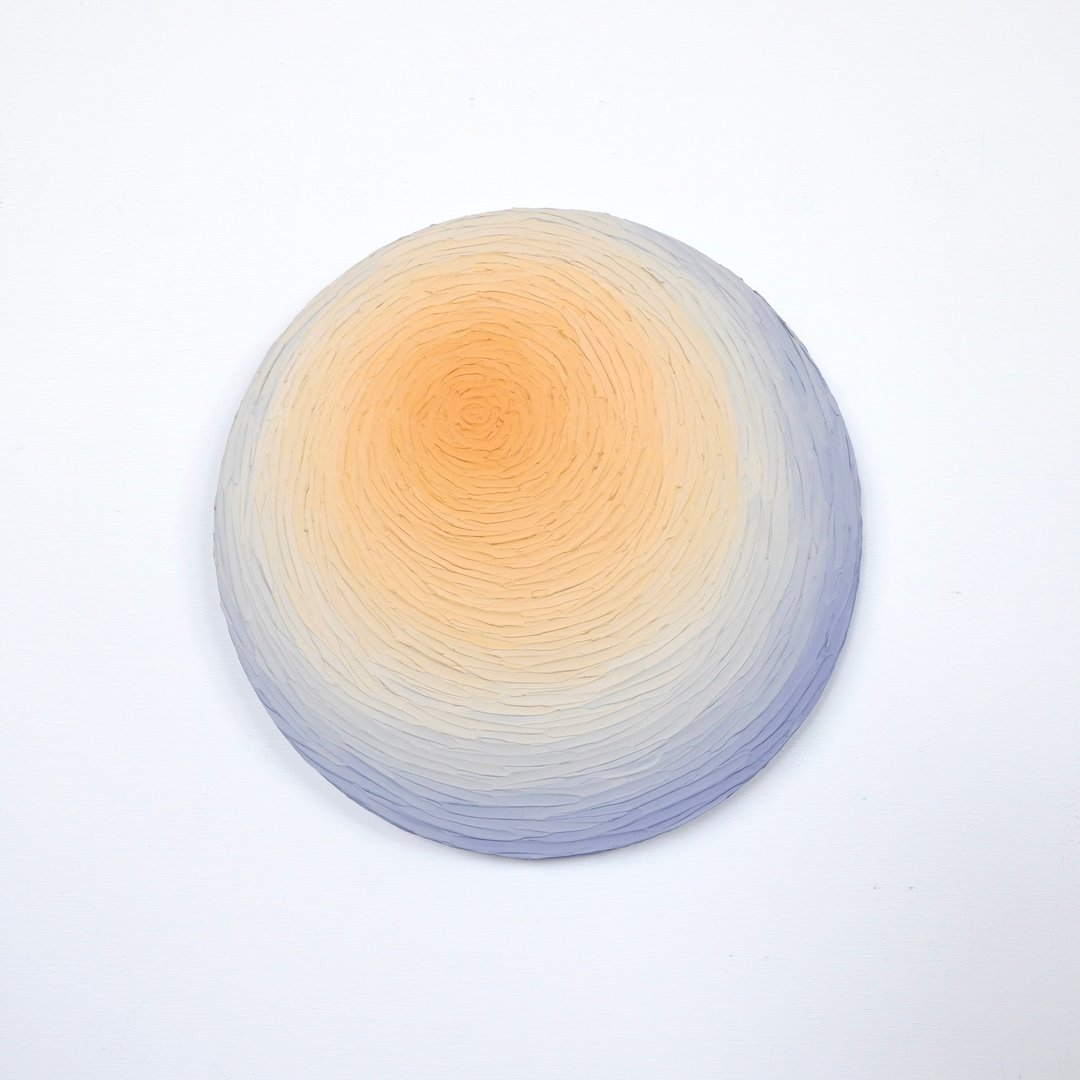 【夕阳】黄色与紫色抽象画/日本制肌理画/客厅装饰/渐变/放松 - 插画/绘画/写字 - 压克力 橘色