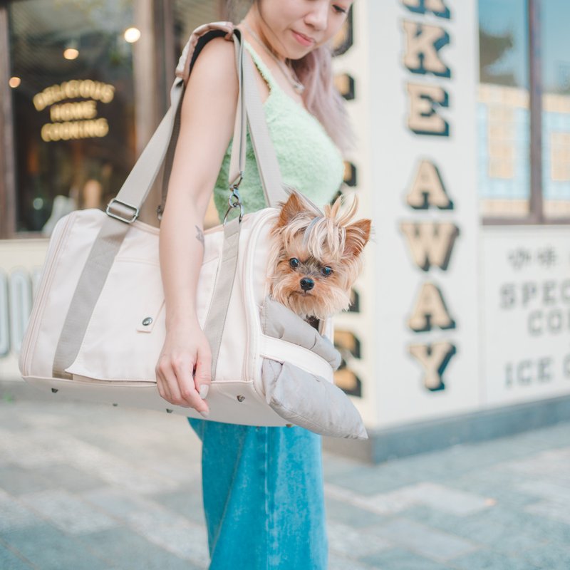 宠物外出包,上飞机袋 (杏色, 防泼水尼龙) - 外出包 - 尼龙 卡其色
