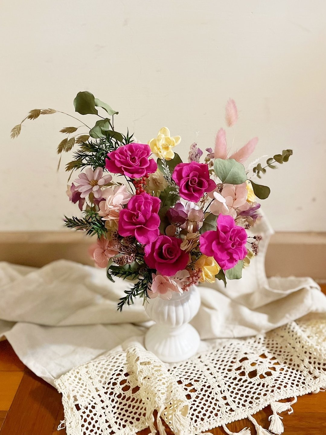 【花诉花艺】永生桃喜玫瑰花园/开幕花礼/升迁花礼/祝贺花礼 - 干燥花/捧花 - 植物．花 多色