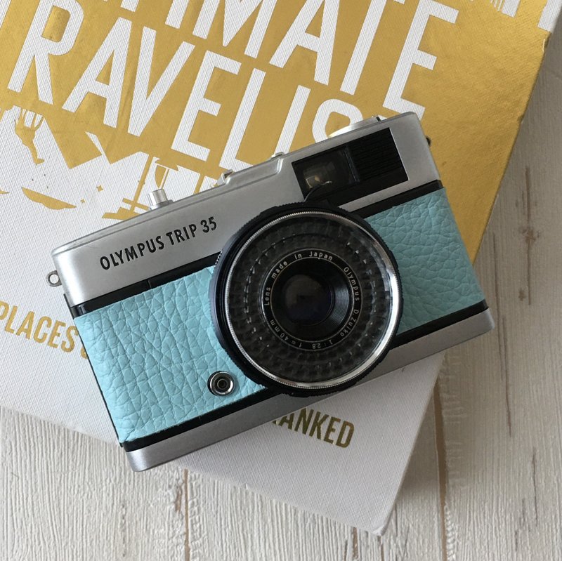 奥林巴斯TRIP 35胶卷相机　带粉蓝色收缩皮 - 相机 - 其他金属 蓝色