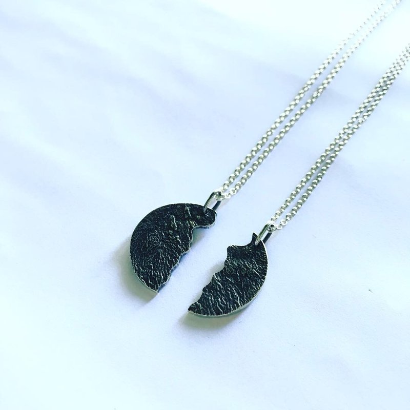 皱折缺口/情人节/对链/Màn 工 - 项链 - 银 银色