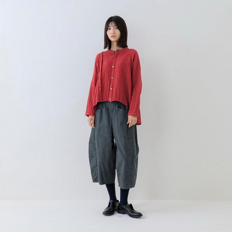 【匠心特选】随形棉质剪接七分裤 | 冬季 柔软阔形 - 女装长裤 - 棉．麻 灰色