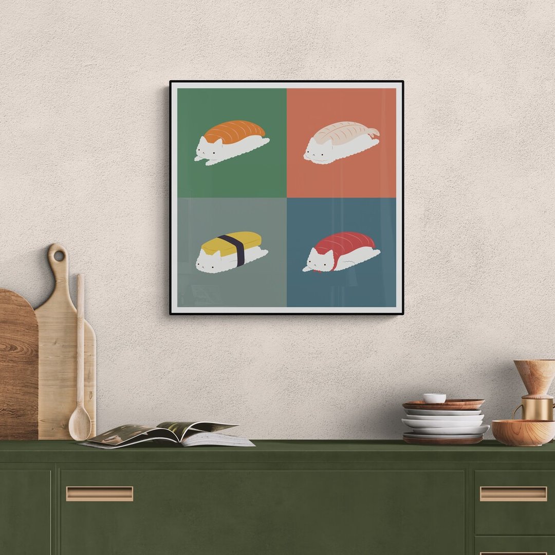 【独家版画】ilovedoodles | 猫咪四宫格-寿司猫 Sushi Cat - 海报/装饰画/版画 - 纸 
