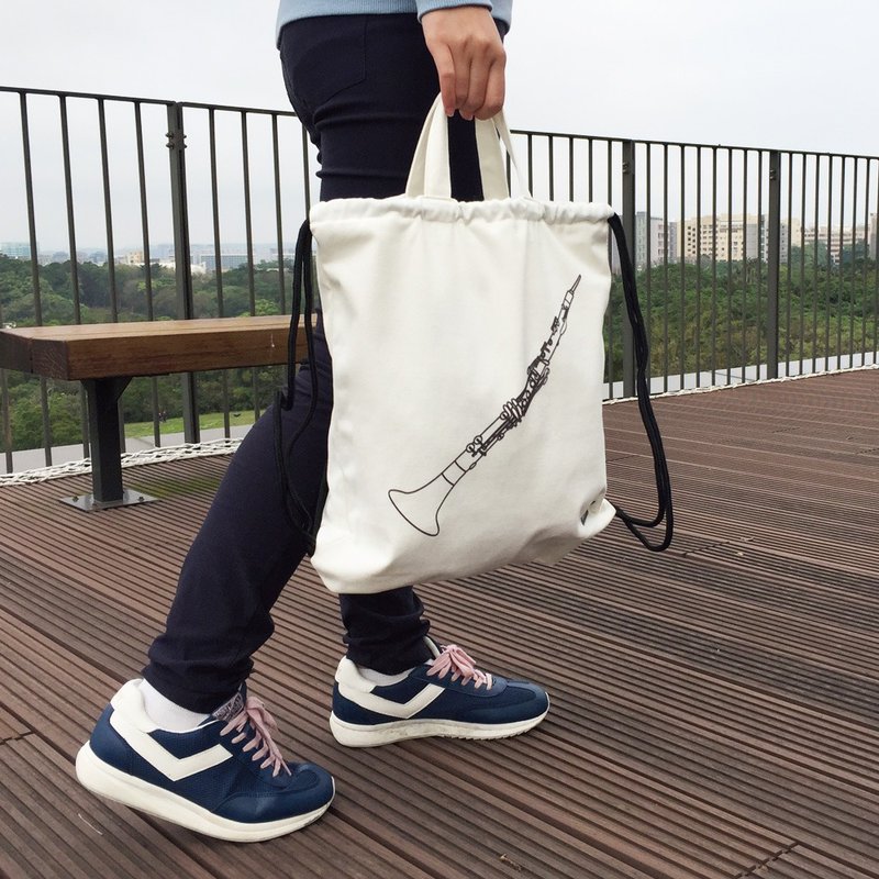 WD 乐器棉质背包 - 加键唢呐  现货+预购 - 束口袋双肩包 - 棉．麻 白色