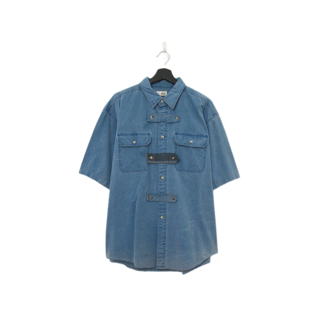 Back to Green-再制设计衬衫 丹宁浅蓝 拼布ss-10//vintage shirt - 男装衬衫 - 棉 