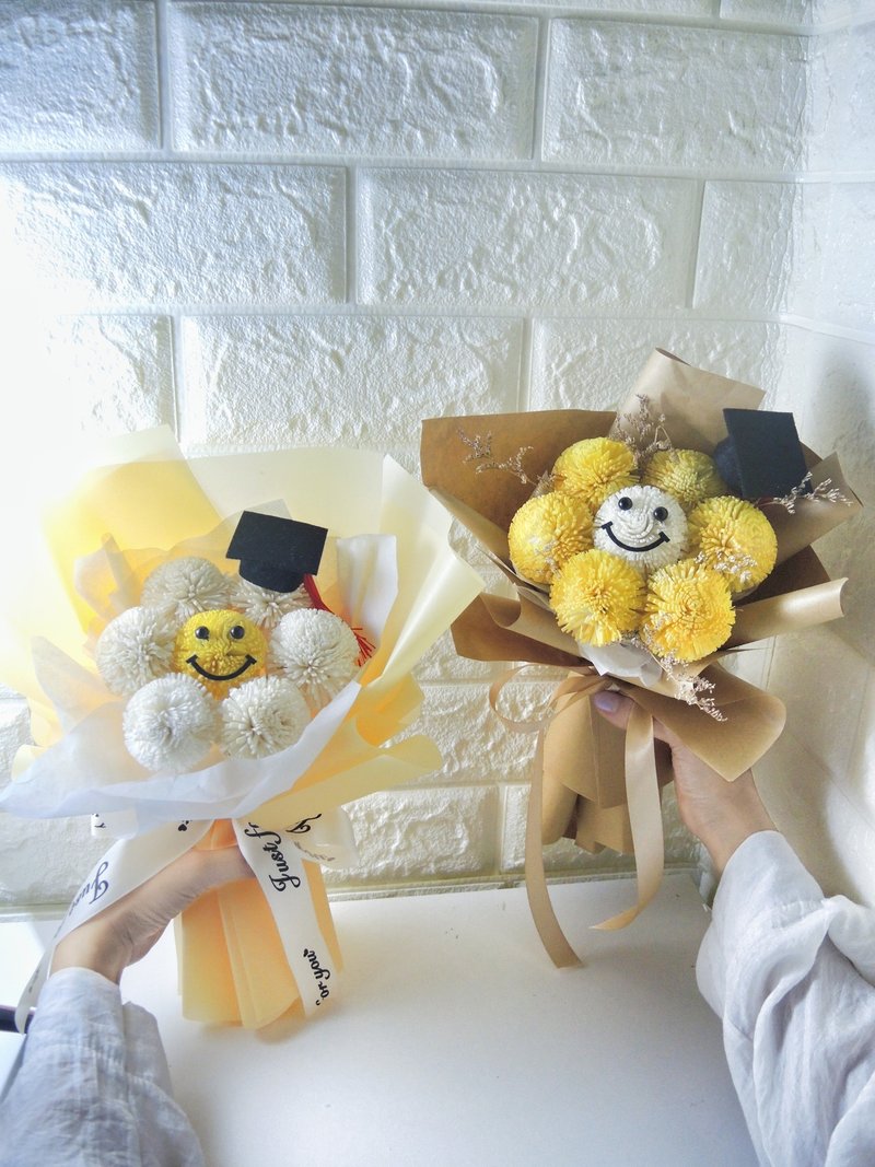 毕业礼物 毕业花束 索拉乒乓表情花束 扩香花花束 - 干燥花/捧花 - 植物．花 黄色