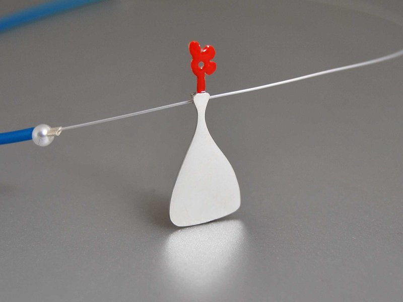 纯银搪瓷彩简约森女典雅锁骨项链 花瓶与小红花 生日表白爱情纪念日礼物 N9020| 希腊原创手工饰品 This and That - 项链 - 其他金属 