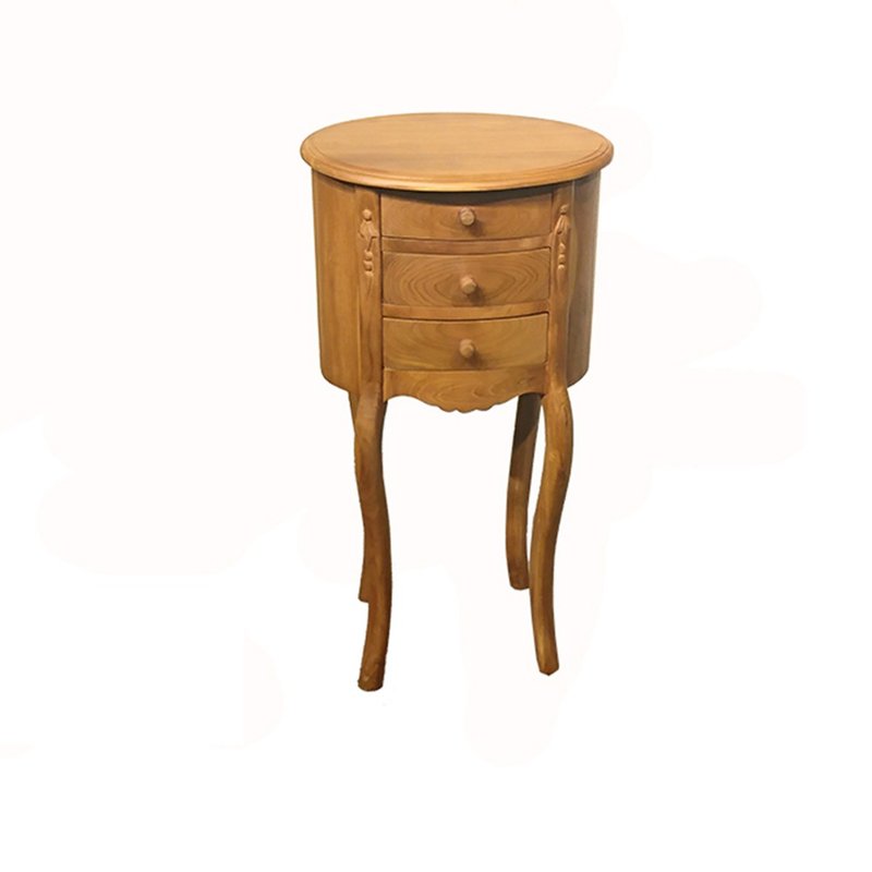 【吉迪市100%全柚木家具】LT-009A 复古造型圆边几 床头柜 电话柜 - 其他 - 木头 咖啡色