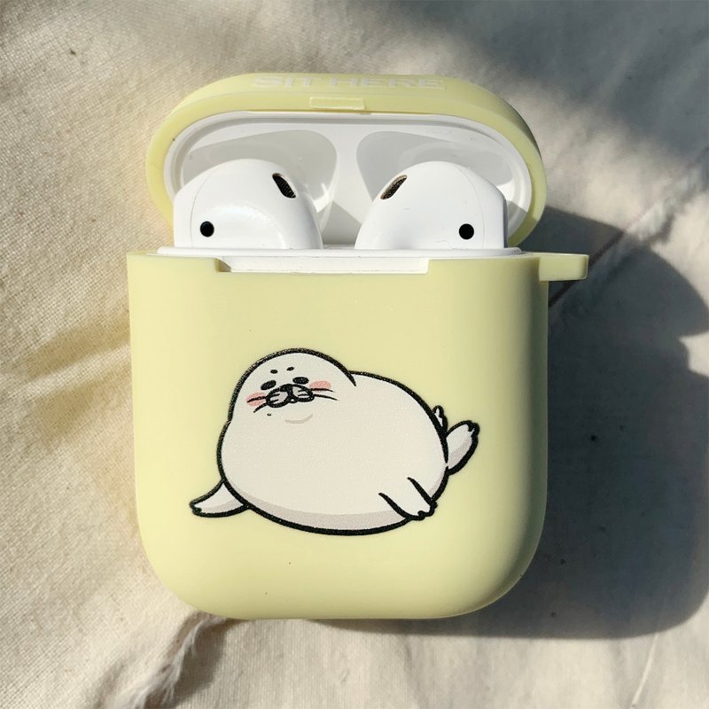 废物小海豹 奶油黄色磨砂软壳 AirPods 耳机保护套 耳机壳 - 耳机 - 橡胶 黄色
