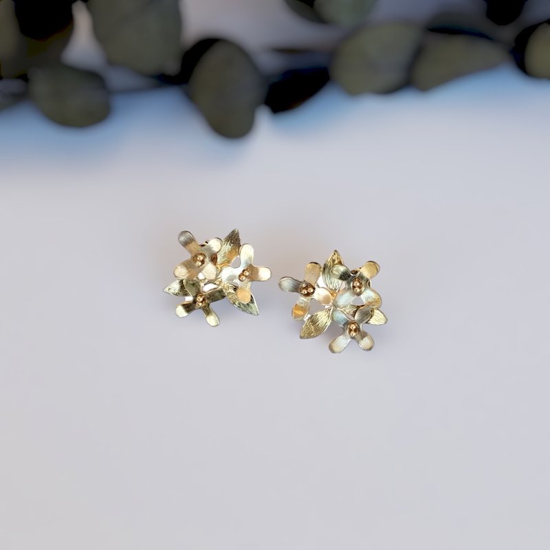 黄铜 桂花耳环 - 耳环/耳夹 - 铜/黄铜 金色