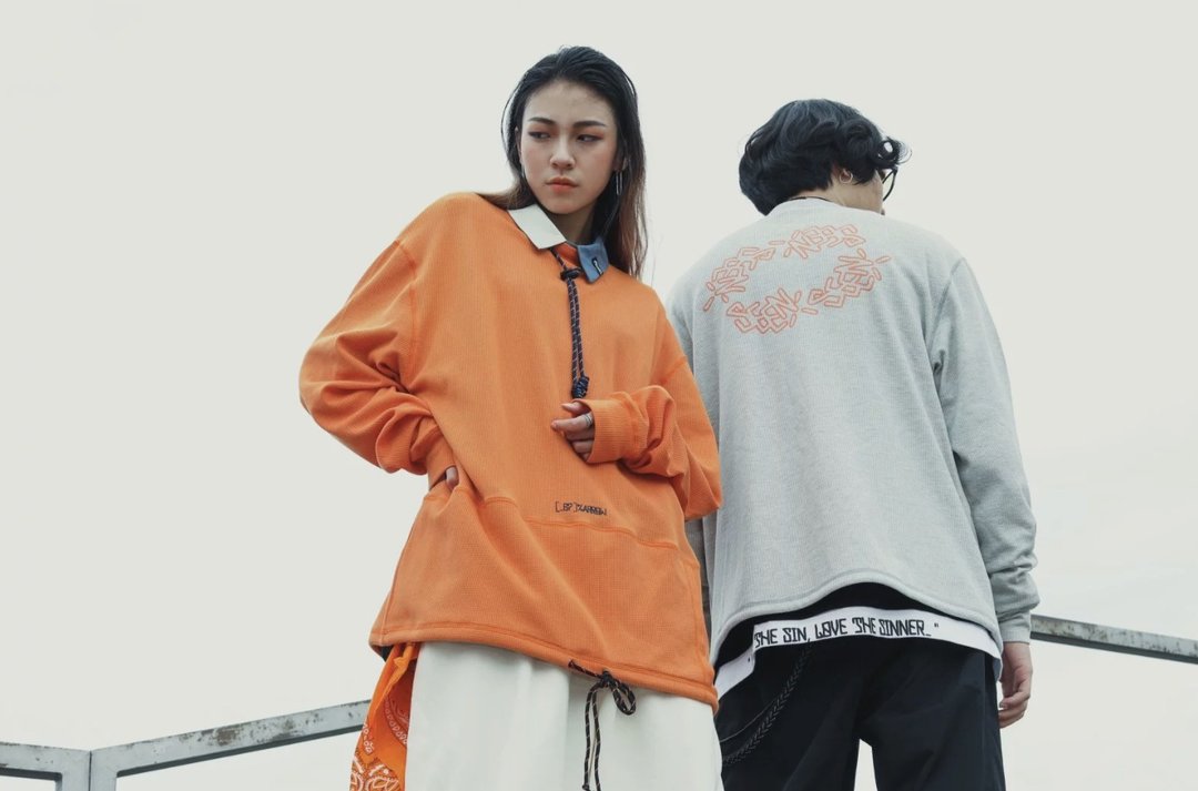 .67ARROW ICE BRICK LONG-SLEEVE TEE_冰砖薄长T 长袖灰橘 - 男装上衣/T 恤 - 棉 多色