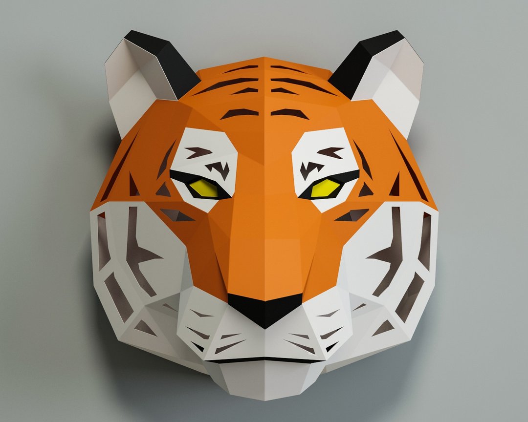 DIY Papercraft Tiger, paper craft model template, night lamp, DIGITAL TEMPLATE - 手工艺教程/工具书 - 其他材质 