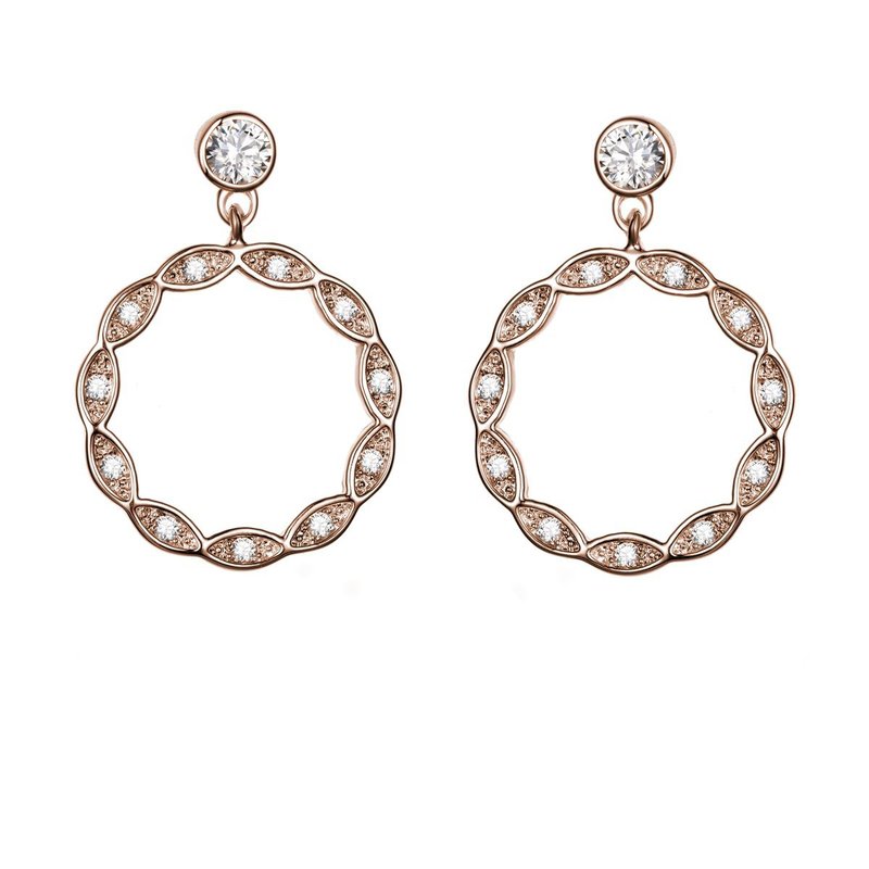 菱形镶钻耳环|锆石I耳针(共两色) - 耳环/耳夹 - 铜/黄铜 金色