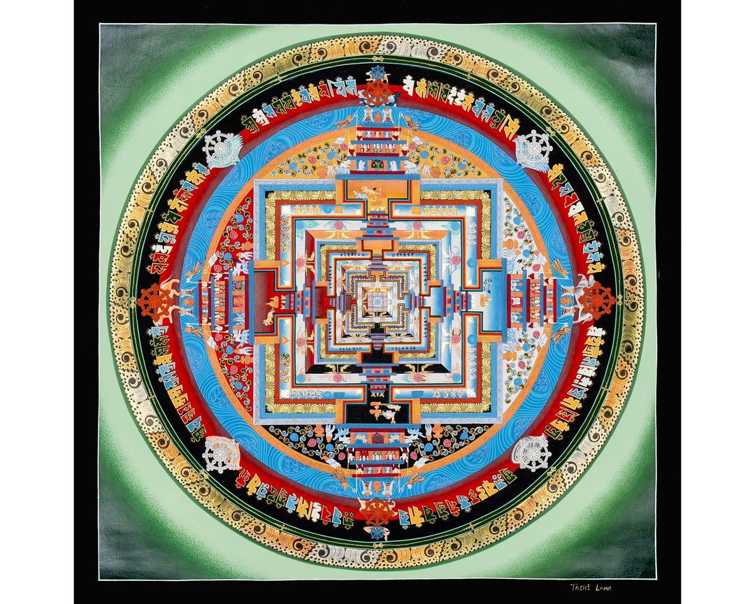 时轮曼陀罗唐卡绘画 细致的西藏佛教精神艺术 - 墙贴/壁贴 - 其他金属 多色