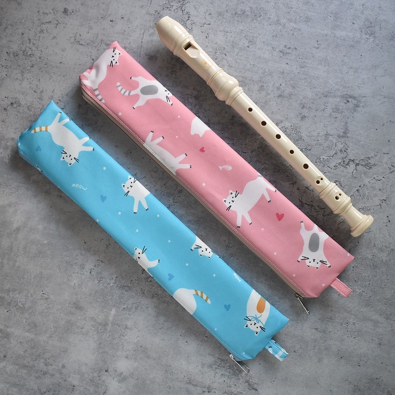 防水伞布 拉链直笛收纳袋_悠闲猫咪 - 其他 - 尼龙 粉红色