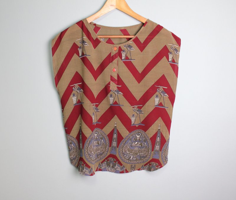FOAK古着 古埃及神话贝努鸟图绘上衣 - 女装上衣 - 其他材质 