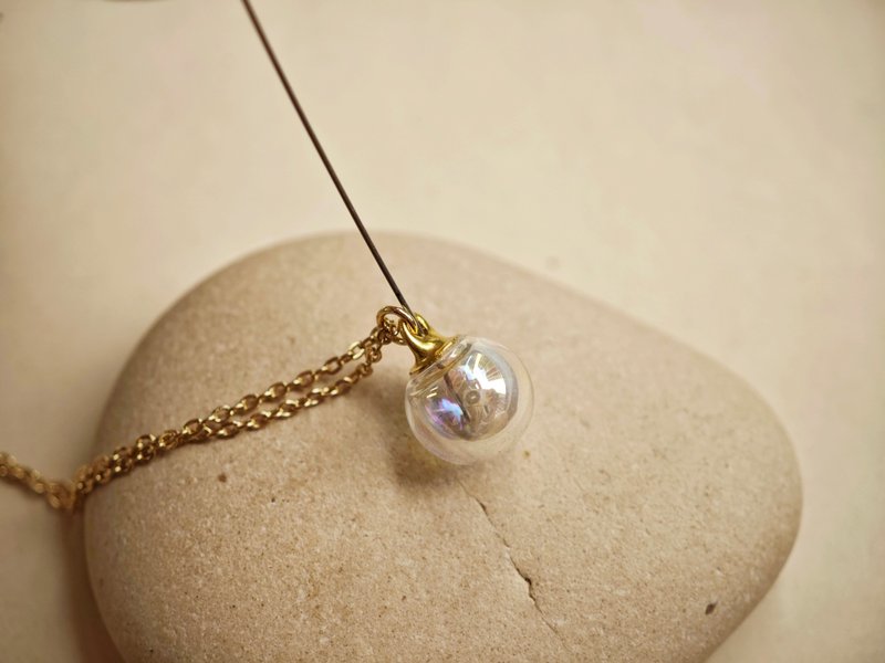 迷你彩虹泡泡精油香水扩香瓶项链(金银两色链条可选) - 项链 - 琉璃 多色