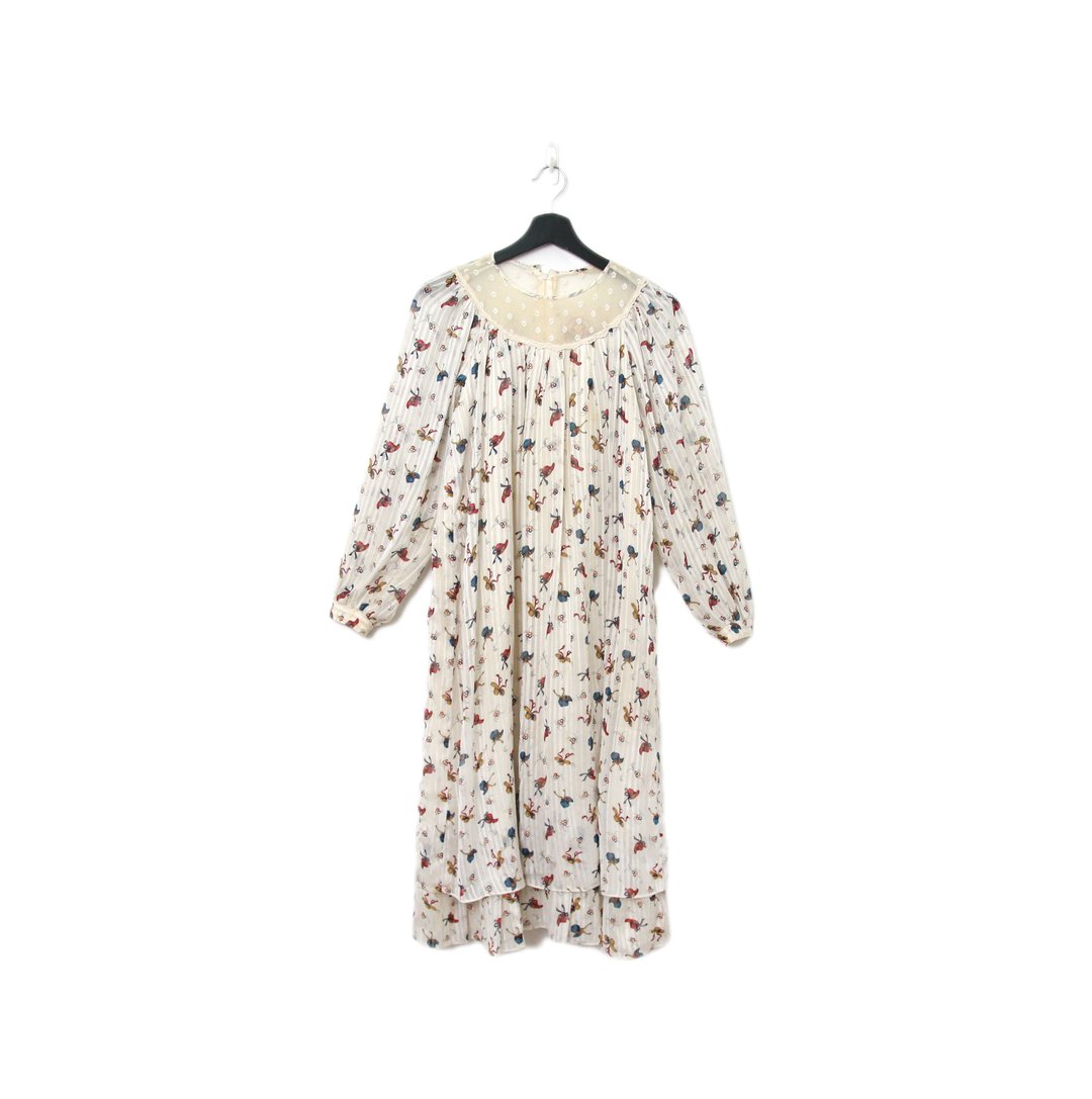 Back to Green-复古长袖洋装 满版女士帽g-21//vintage dress - 洋装/连衣裙 - 棉 