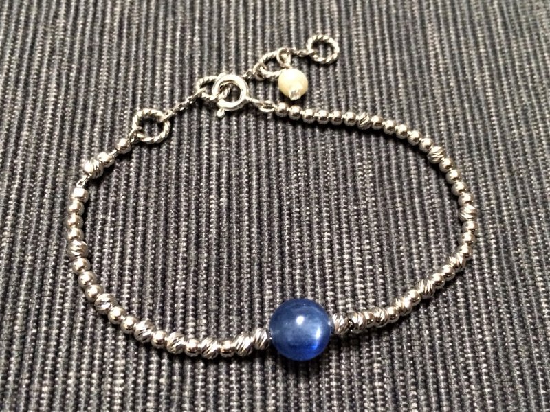 自家设计100%手工制925纯银意大利批花闪珠蓝晶石手链 - 手链/手环 - 半宝石 蓝色