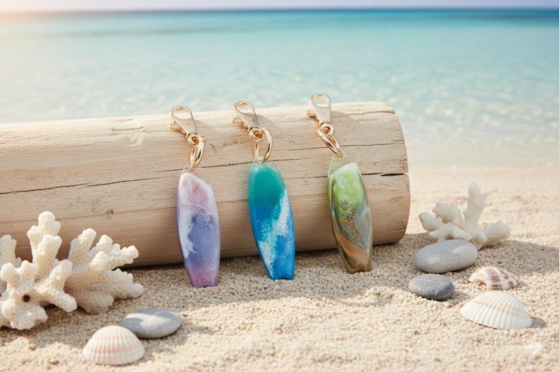 手作-冲浪板钥匙圈 CANDES 海洋 吊饰 纪念 礼物 - 钥匙链/钥匙包 - 压克力 多色