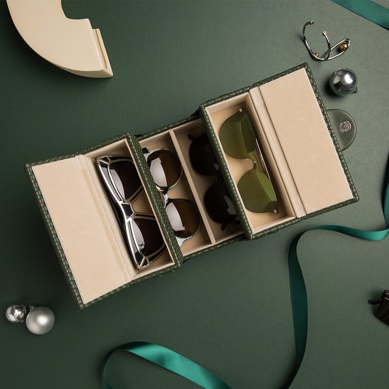 EXQOUSE | 可伸缩墨镜收纳盒 - 其他 - 人造皮革 绿色
