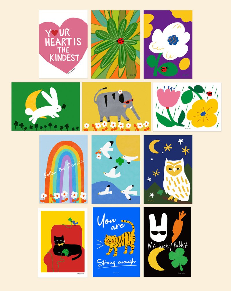 插画明信片 C-套装 12 张 - 卡片/明信片 - 纸 