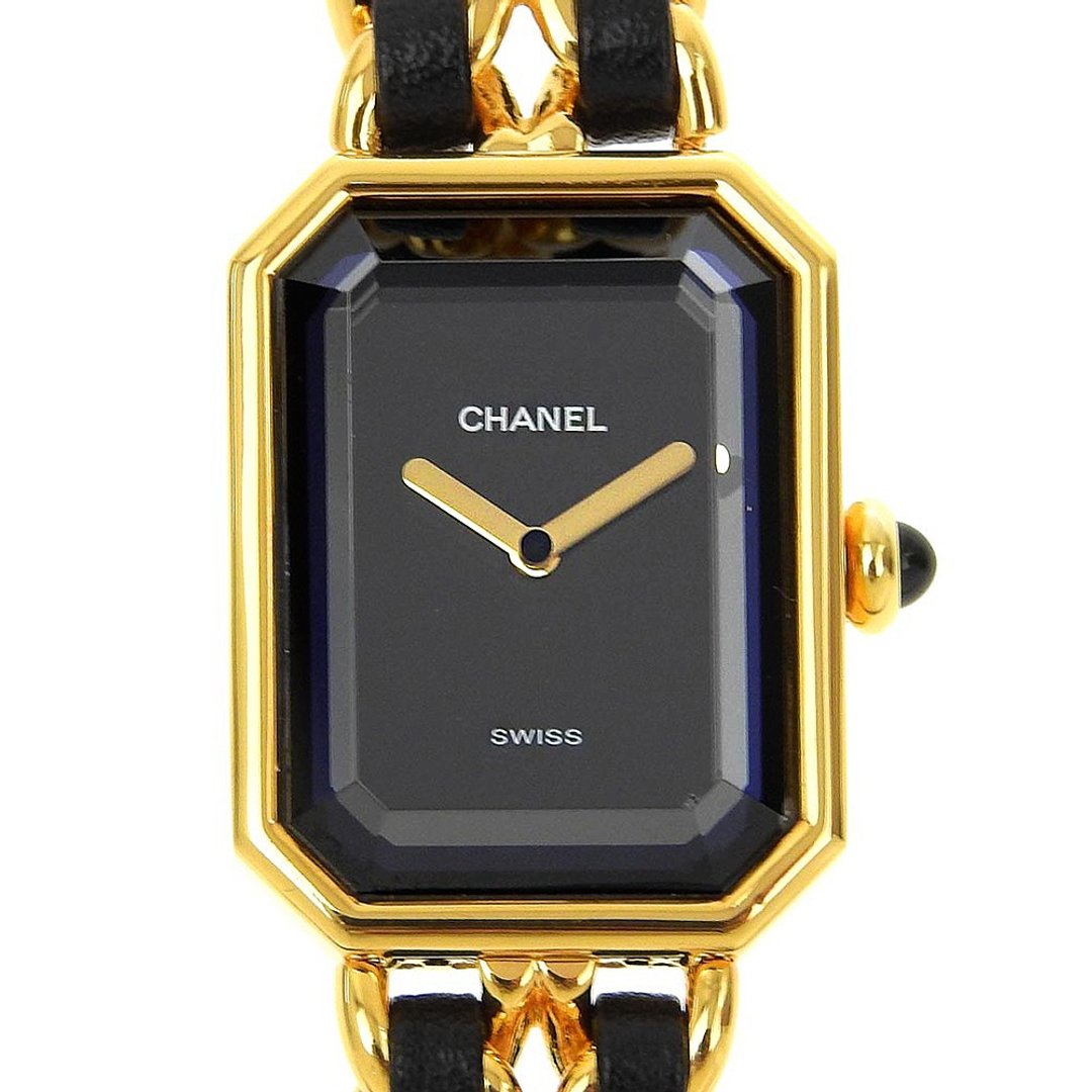 【日本直送】香奈儿 CHANEL Premiere S 手表 H0001 镀金 × 皮革 金色 石英 指针式显示 黑色表盘 女仕【二手】 - 女表 - 其他金属 金色
