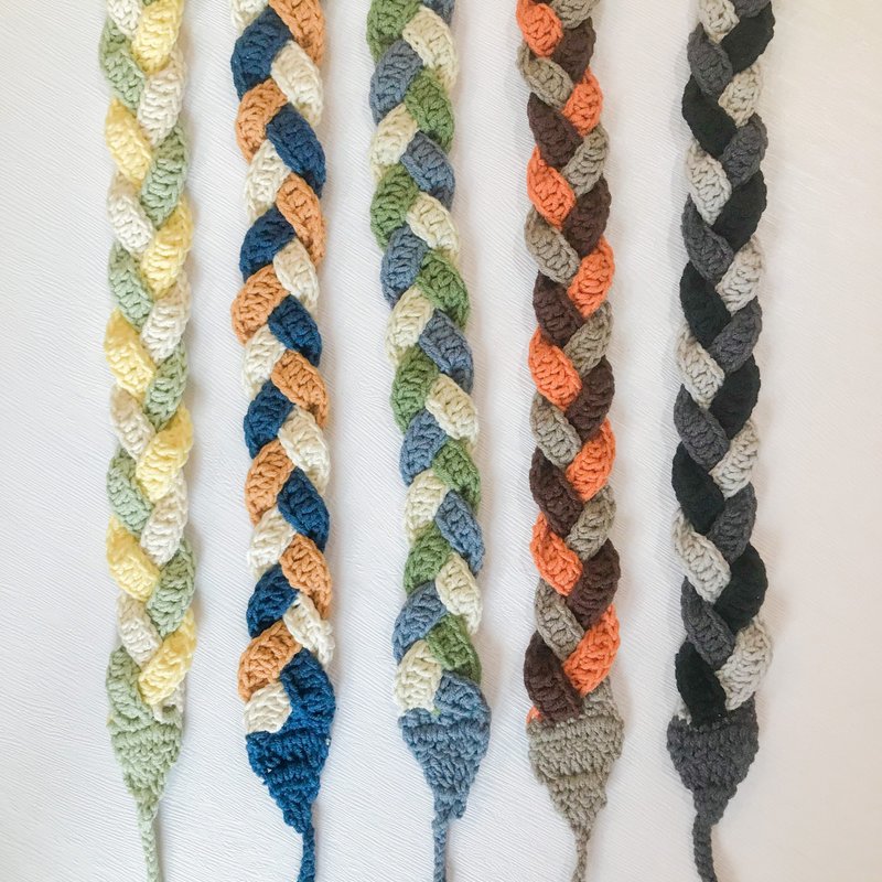 【三股辫子发带 】手工钩织发带 - 发带/发箍 - 棉．麻 多色