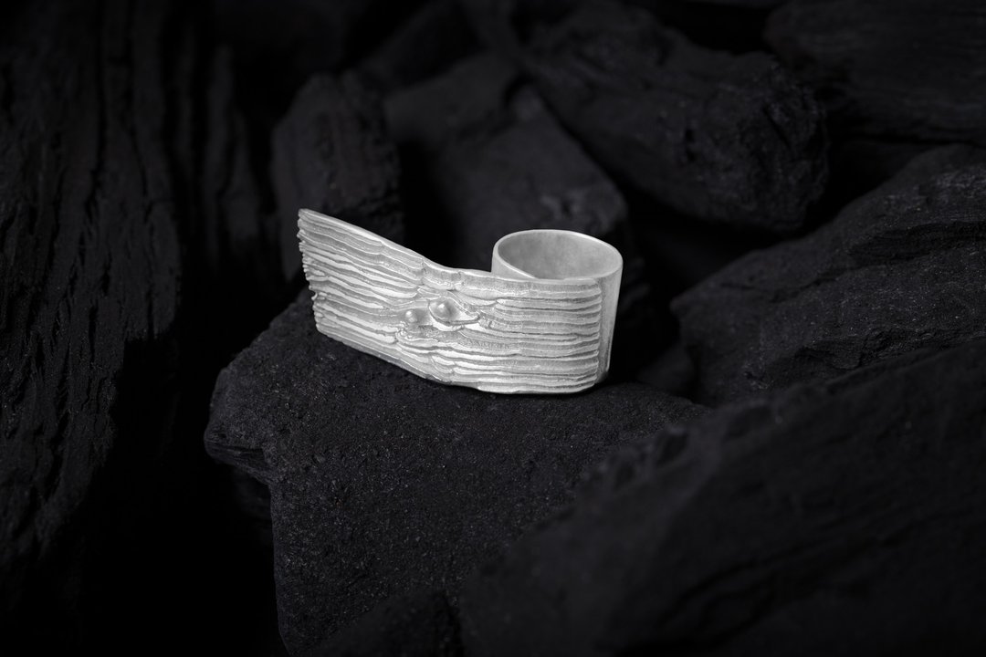 Calligraphy 墨折 飘肆戒指 苍云白 Silver Ring- Le nuage - 手链/手环 - 纯银 白色