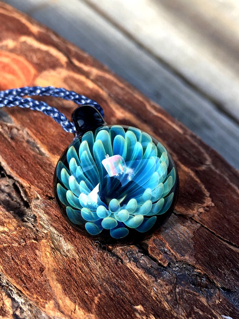 boroccus 几何学的华花样玻璃项链 - 项链 - 玻璃 蓝色