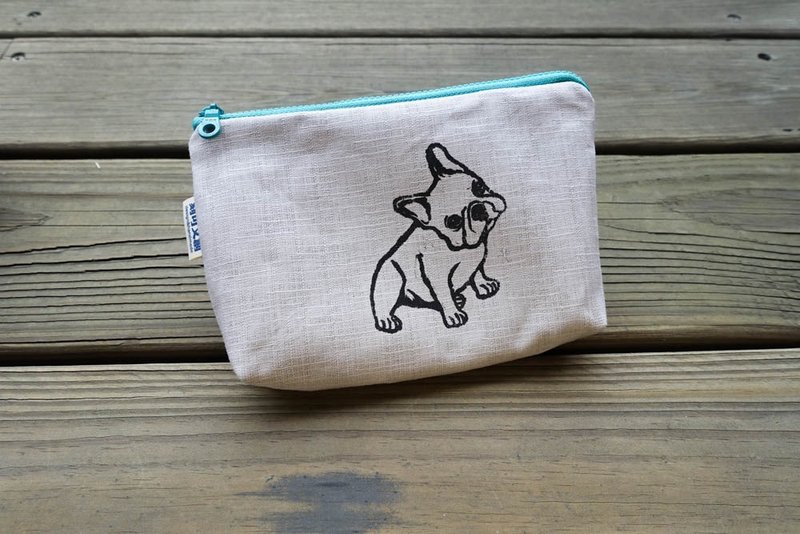 //爱装什么呢小方包/宠物星球//法斗款 - 化妆包/杂物包 - 棉．麻 灰色