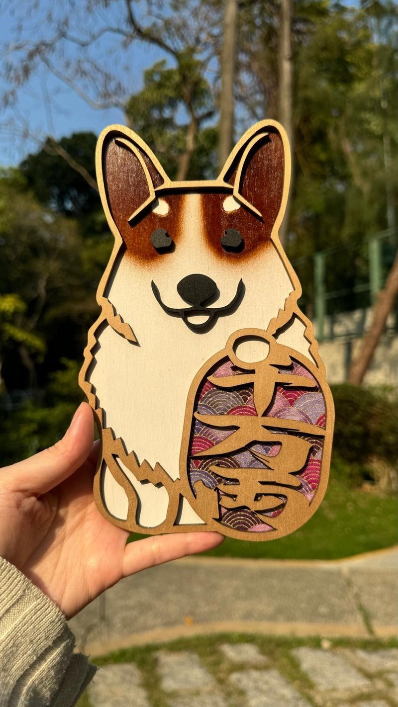 柯基犬造型木制摆设 (可定制化) - 摆饰 - 木头 多色