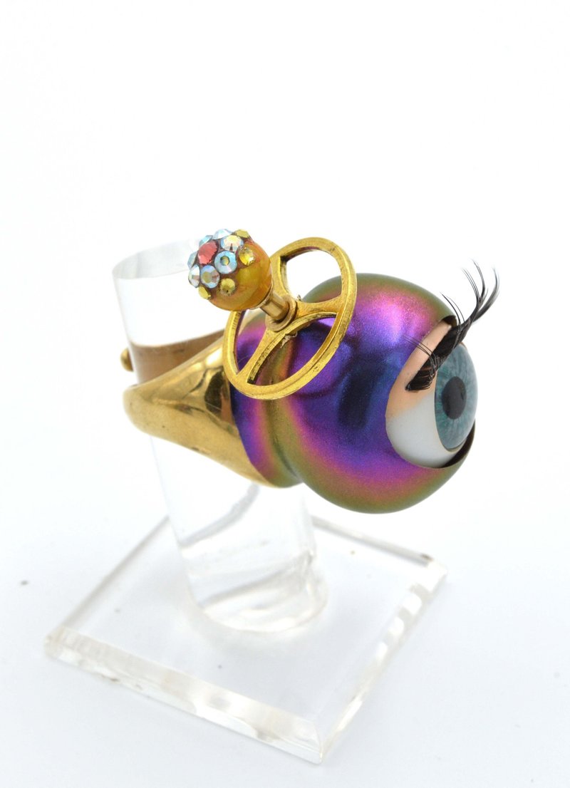 TIMBEE LO炫彩紫绿金属色国王26mm眼珠戒指 外星系列戒指圈可调整 - 戒指 - 其他金属 绿色