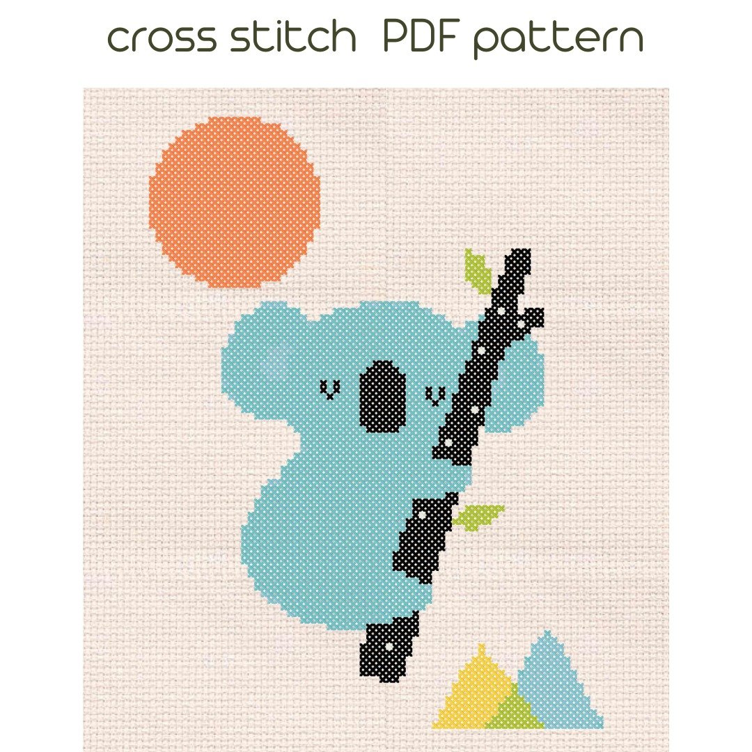 十字繡圖案 Koala cross stitch pattern, Easy cross stich, PDF Pattern /69/ - 手工艺教程/工具书 - 其他材质 