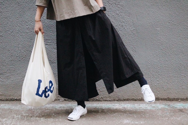 自家制/两层裙裤-黑色 - 女装长裤 - 棉．麻 黑色