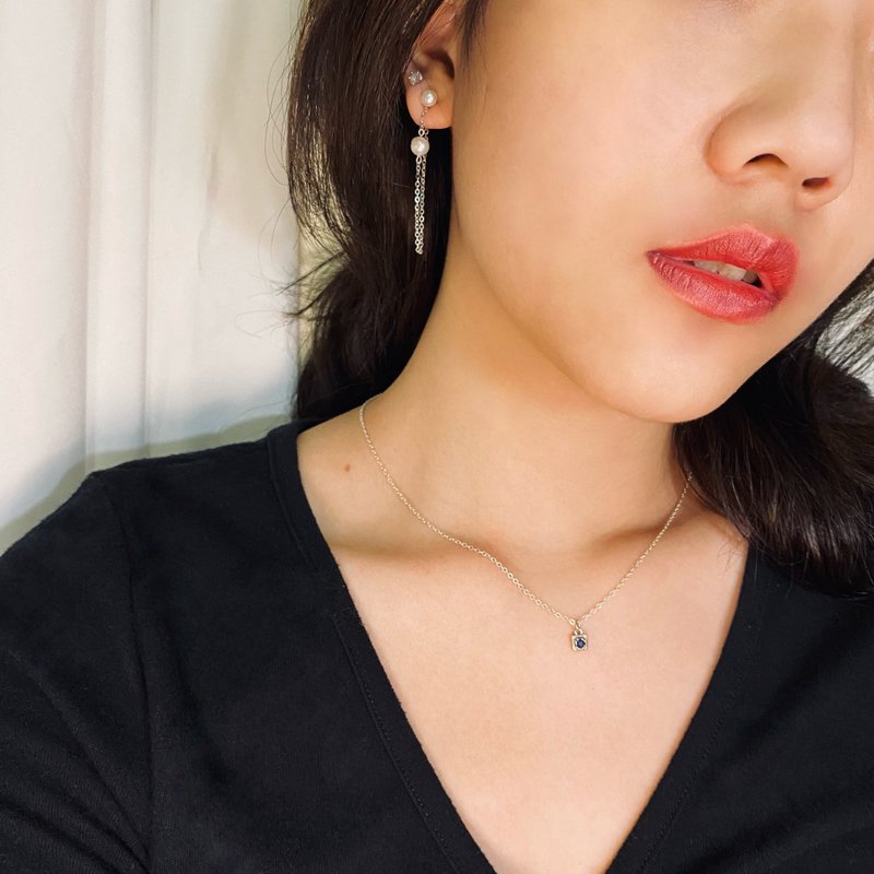 法式微醺 | 流星珠 | 天然珍珠 925银手工耳环 - 耳环/耳夹 - 纯银 银色