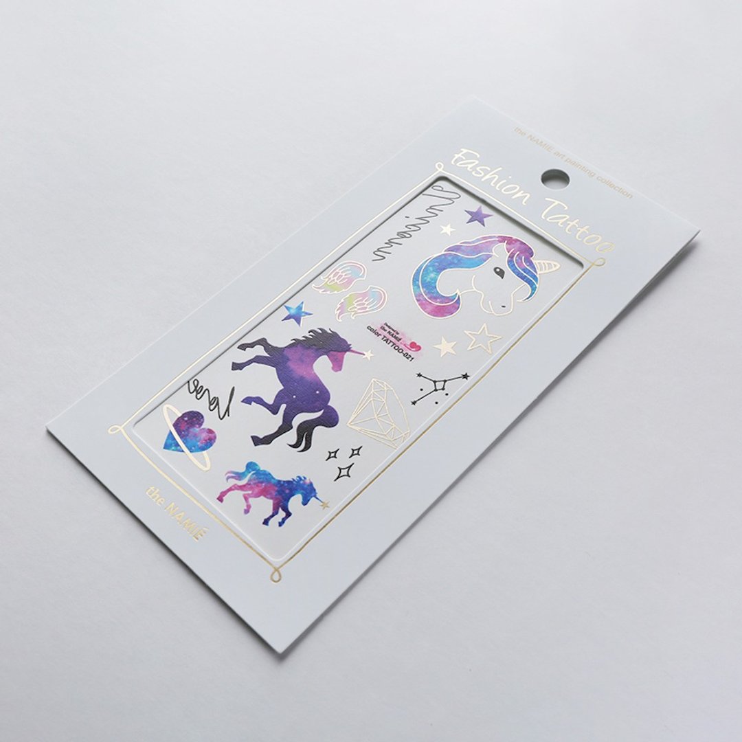 【 DIY 纹身/刺青】Color Tattoo 彩色纹身贴纸 独角兽 - 纹身贴 - 纸 金色