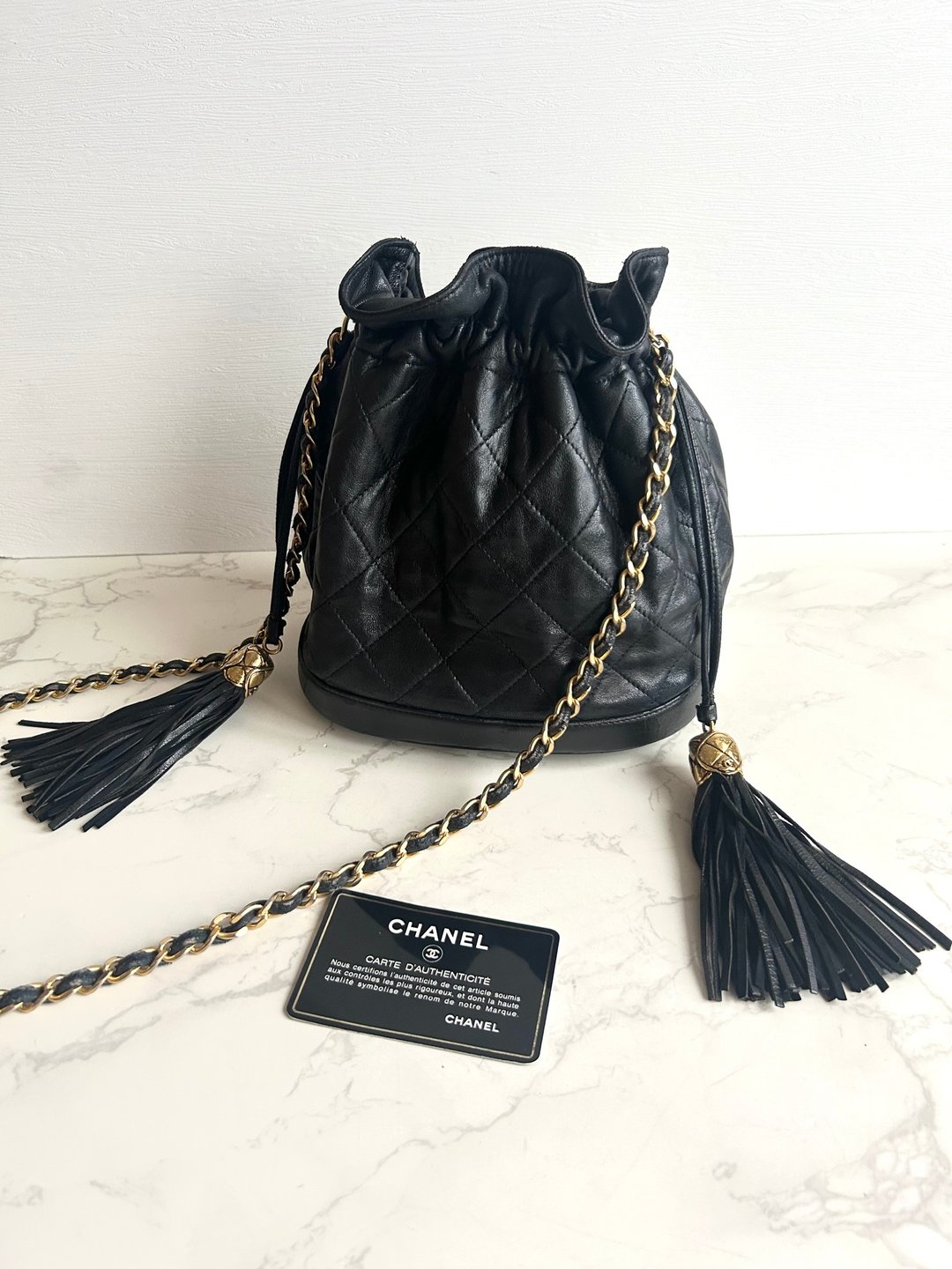 中古包 Chanel 黑金流苏水桶包 侧背包 单肩包 斜背包 二手肩背包 - 侧背包/斜挎包 - 真皮 黑色