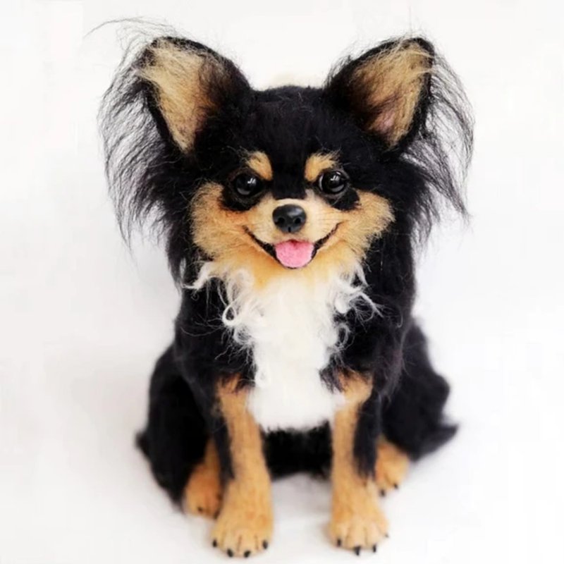客制化逼真犬 羊毛毡 吉娃娃 宠物 娃娃 定制 手工 狗狗猫咪 129 - 玩具 - 羊毛 多色