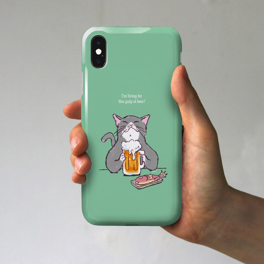 iPhone case cat is beer green - 手机壳/手机套 - 塑料 绿色
