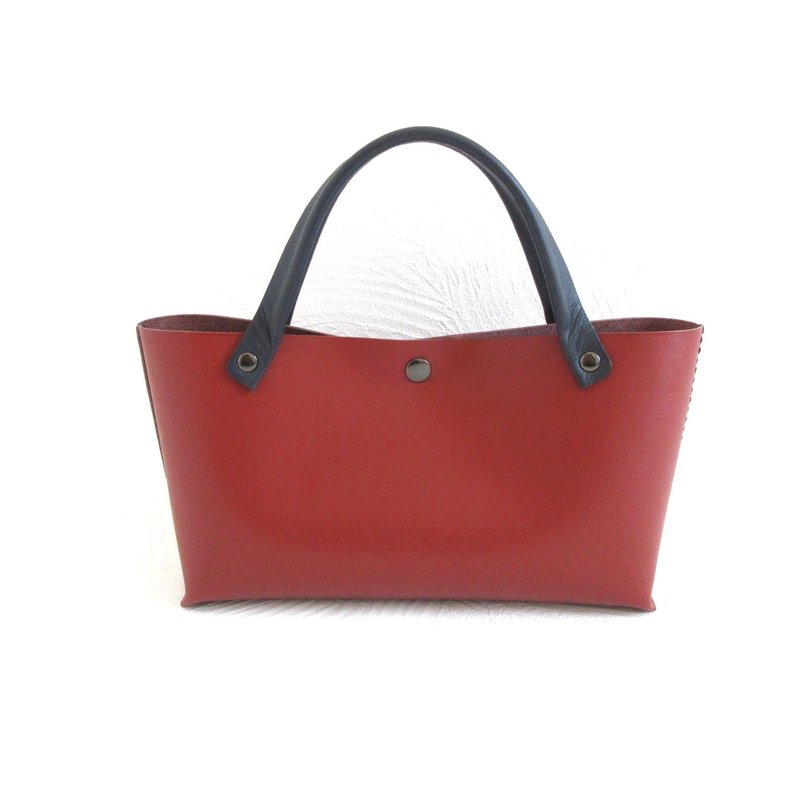 精致手缝．牛革．长方形．迷你托特包．马龙色．0654 - 手提包/手提袋 - 真皮 咖啡色