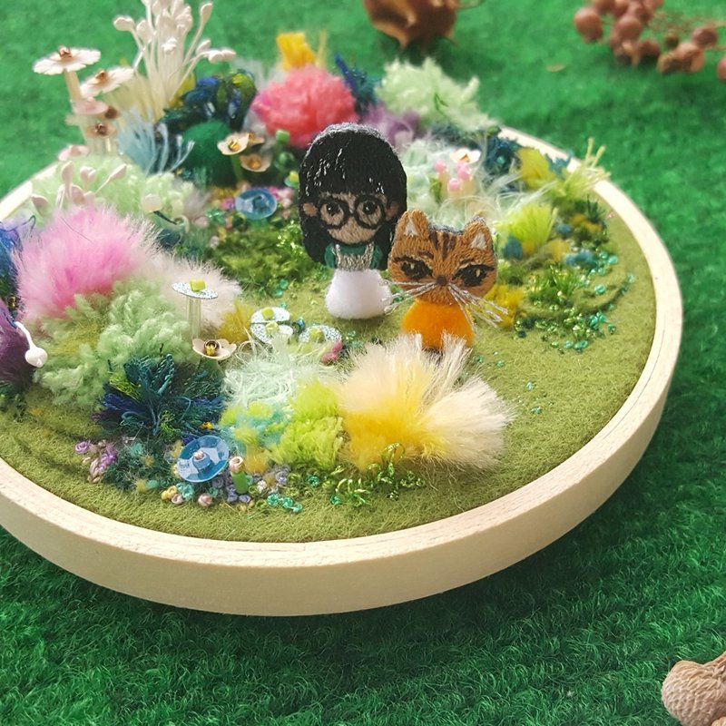 【像你的花园】立体刺绣画11cm 客制商品 生日礼物 结婚礼物 友谊 - 订制画像 - 绣线 多色